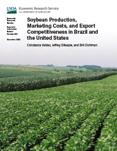 This is the cover image for the Soybean Production, Marketing Costs, and Export Competitiveness in Brazil and the United States report.